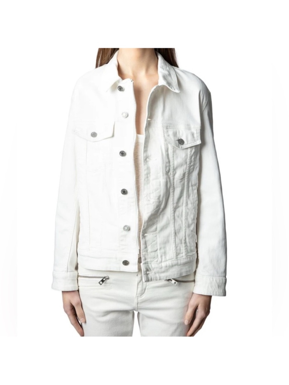 NWT Zadig & Voltaire White Denim Jacket Size Large